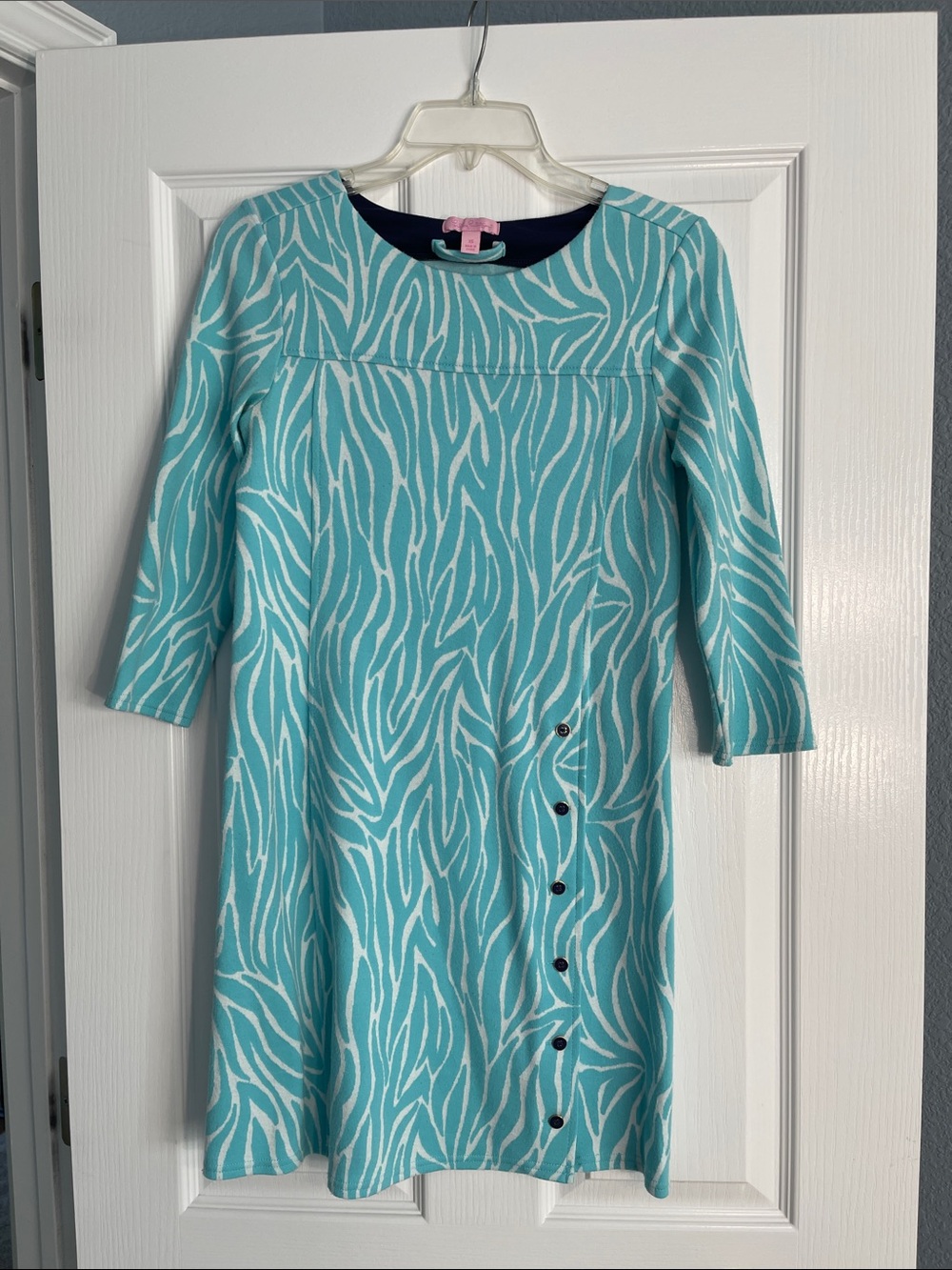 Lilly Pulitzer Aqua and White Zebra-Print Midi Dress